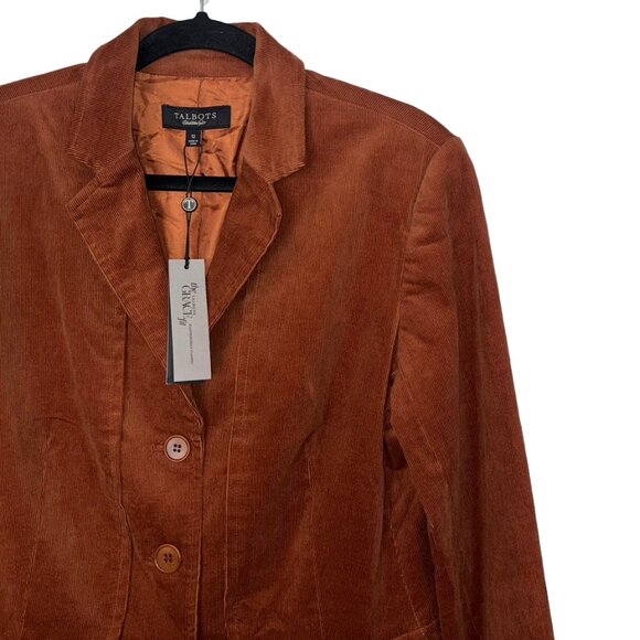 Talbots Brown Corduroy Three Button Blazer - Size 12 - New with Tags - Picture 1 of 6